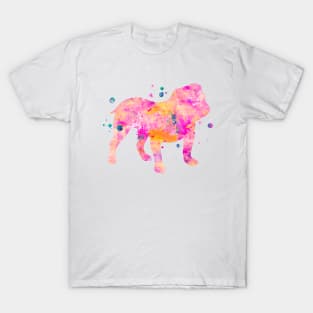 Pink English Bulldog Watercolor Painting T-Shirt